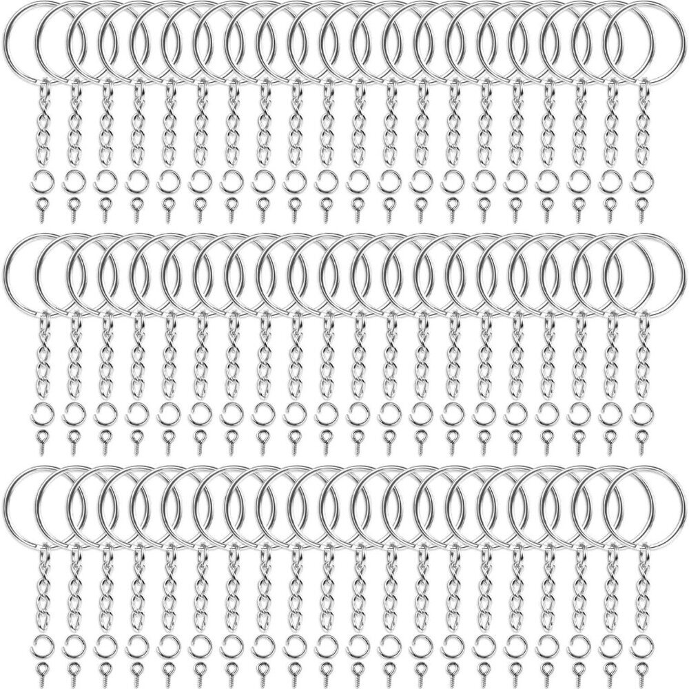 360Pcs Keychain Bulk, 120Pcs Keychain Rings with Chain and Open Jump Ring with S